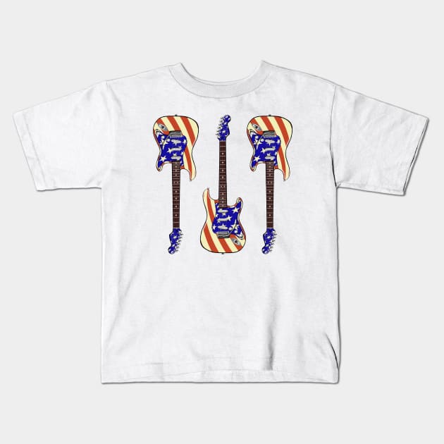 Triple USA Stratocaster Kids T-Shirt by saintchristopher